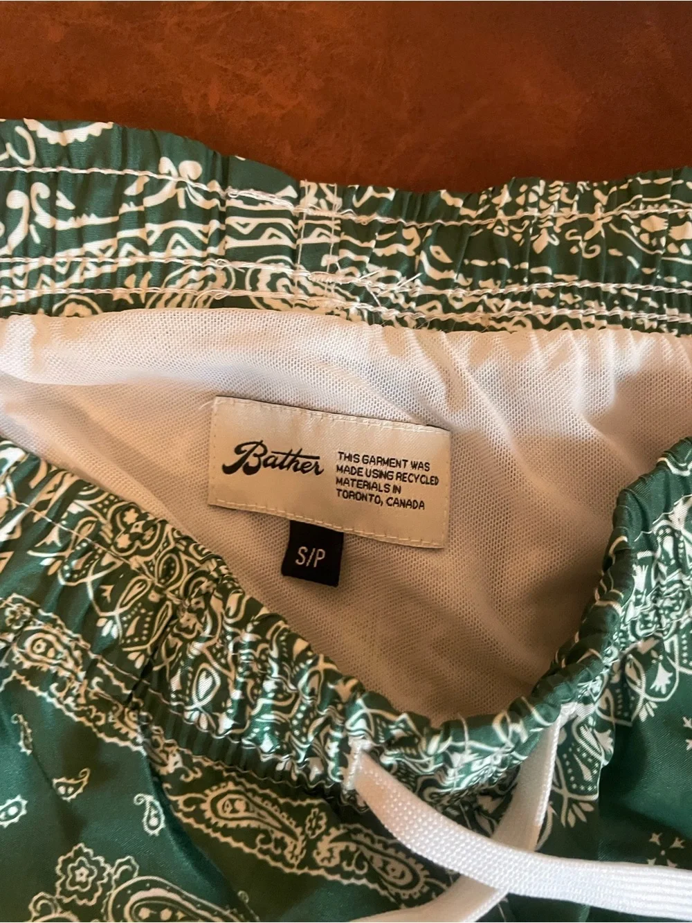 Bather small Men's Green Bandana Print Swim Trunks with Drawstring